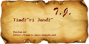 Timári Jenő névjegykártya
